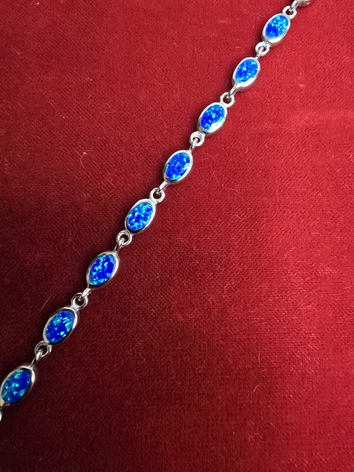 Fabulous Blue Opal & Sterling Silver Bracelet - 7 Inches - RRP £74.95