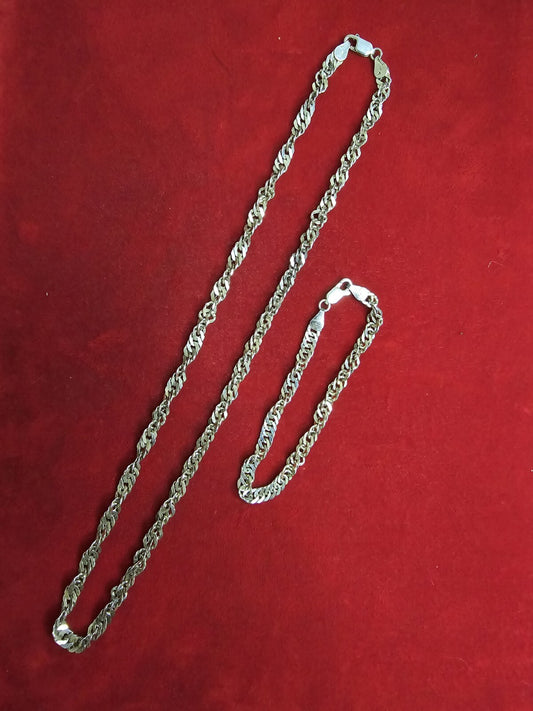 Sterling Silver Necklace & Bracelet Set - 18 & 7 Inches