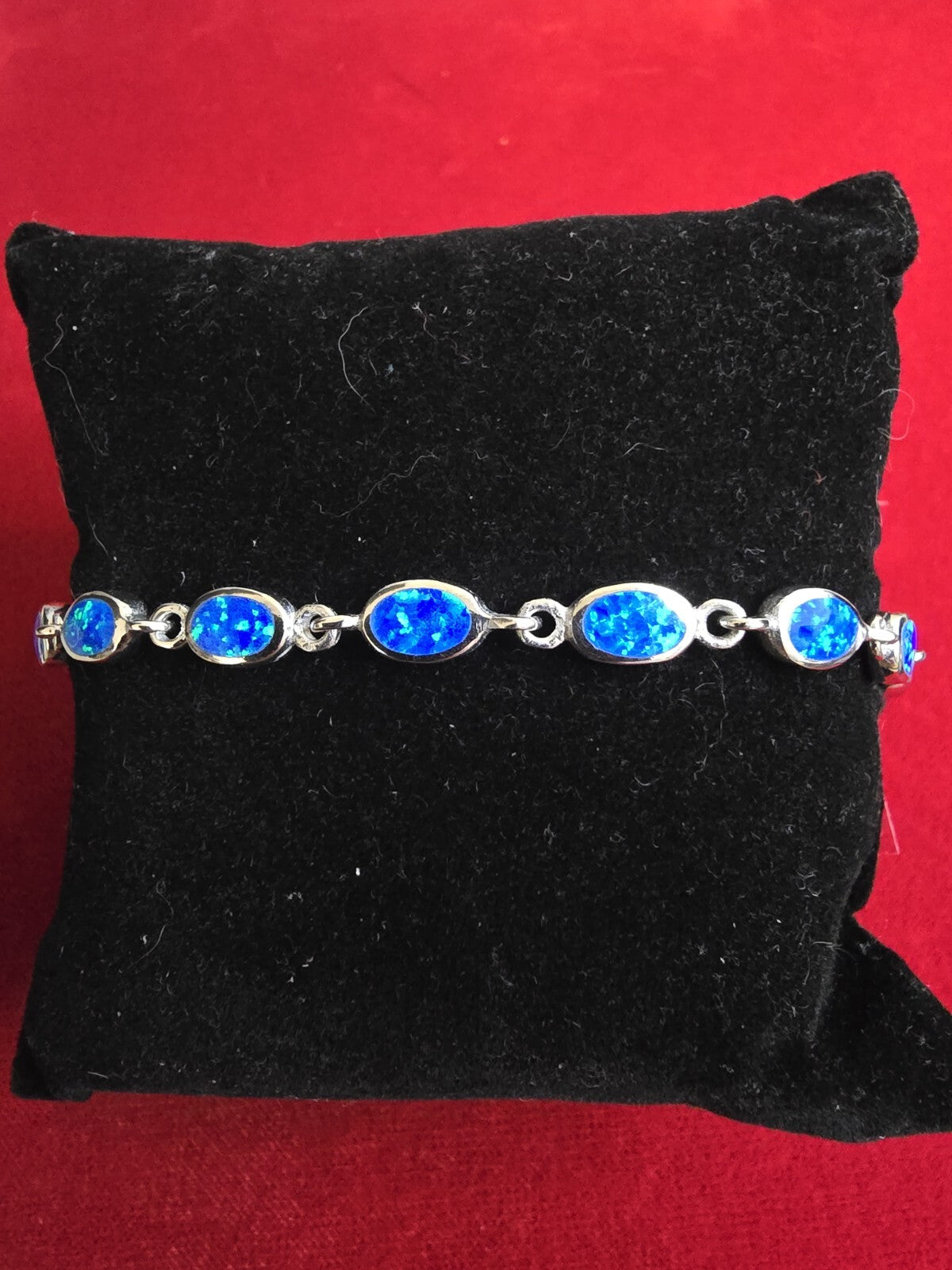 Fabulous Blue Opal & Sterling Silver Bracelet - 7 Inches - RRP £74.95