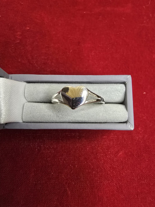 Sterling Silver Heart Signet Ring - Various Sizes