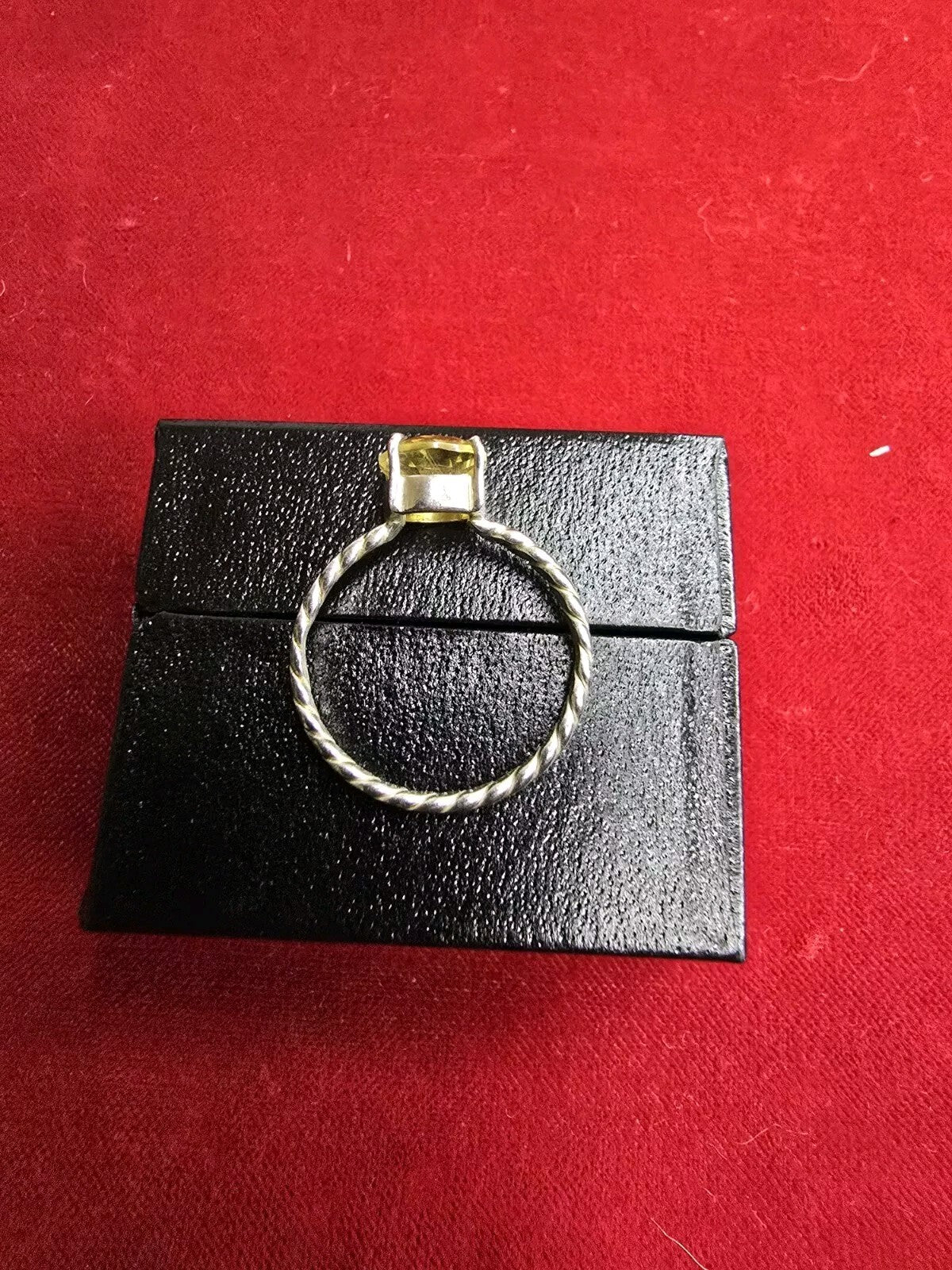Sterling Silver & Citrine Solitaire Style Ring - Size S