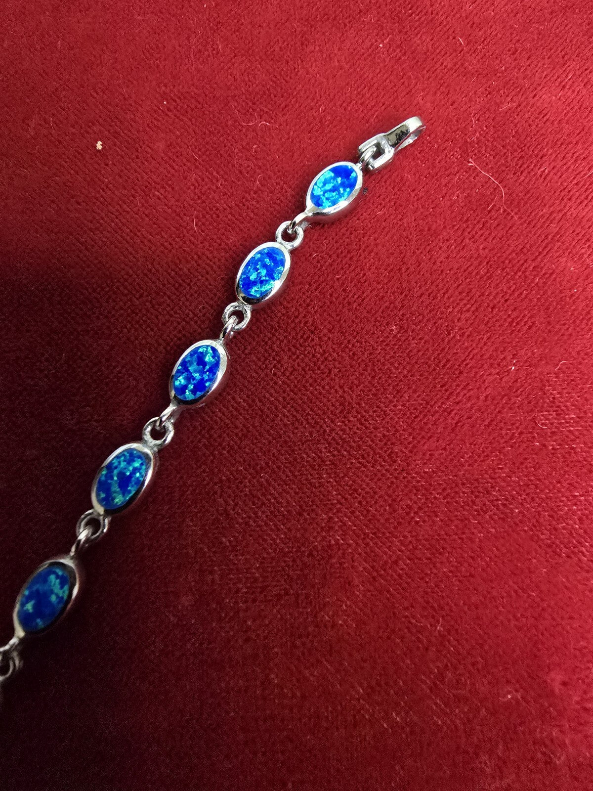 Fabulous Blue Opal & Sterling Silver Bracelet - 7 Inches - RRP £74.95