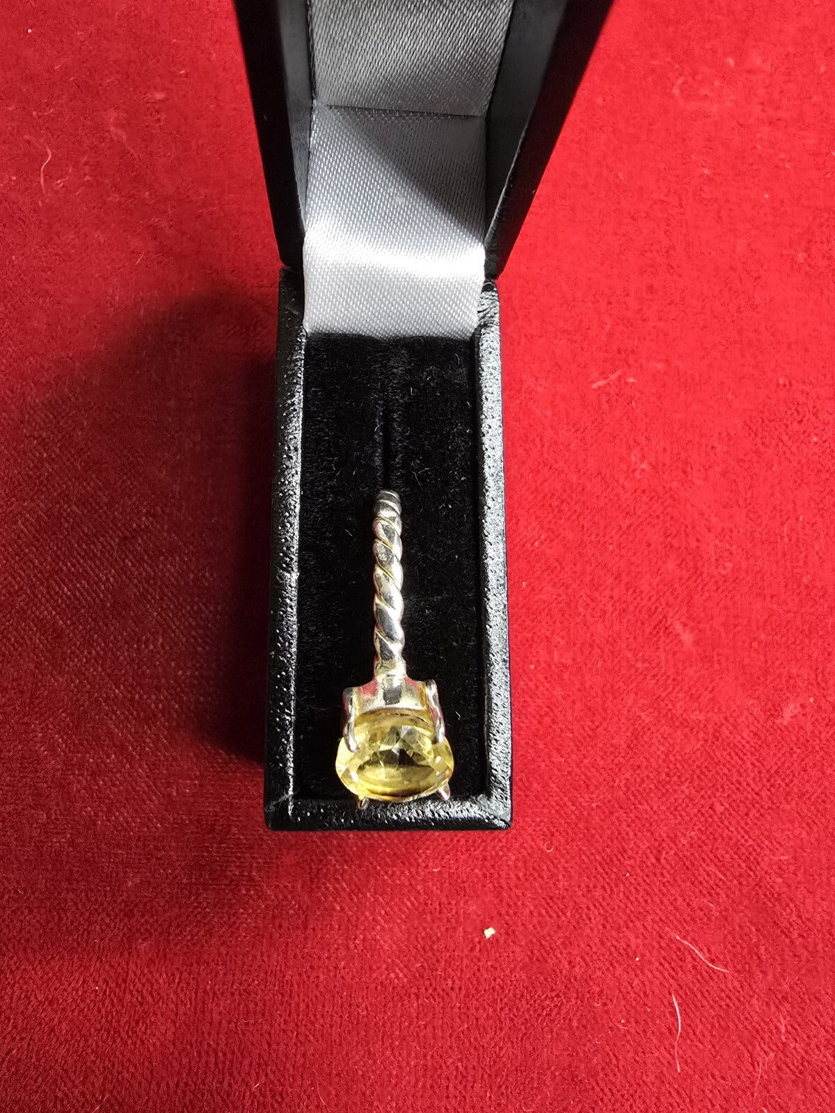 Sterling Silver & Citrine Solitaire Style Ring - Size S