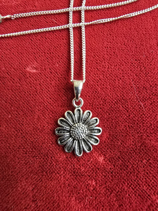 Sterling Silver Flower Necklace - 18 Inches