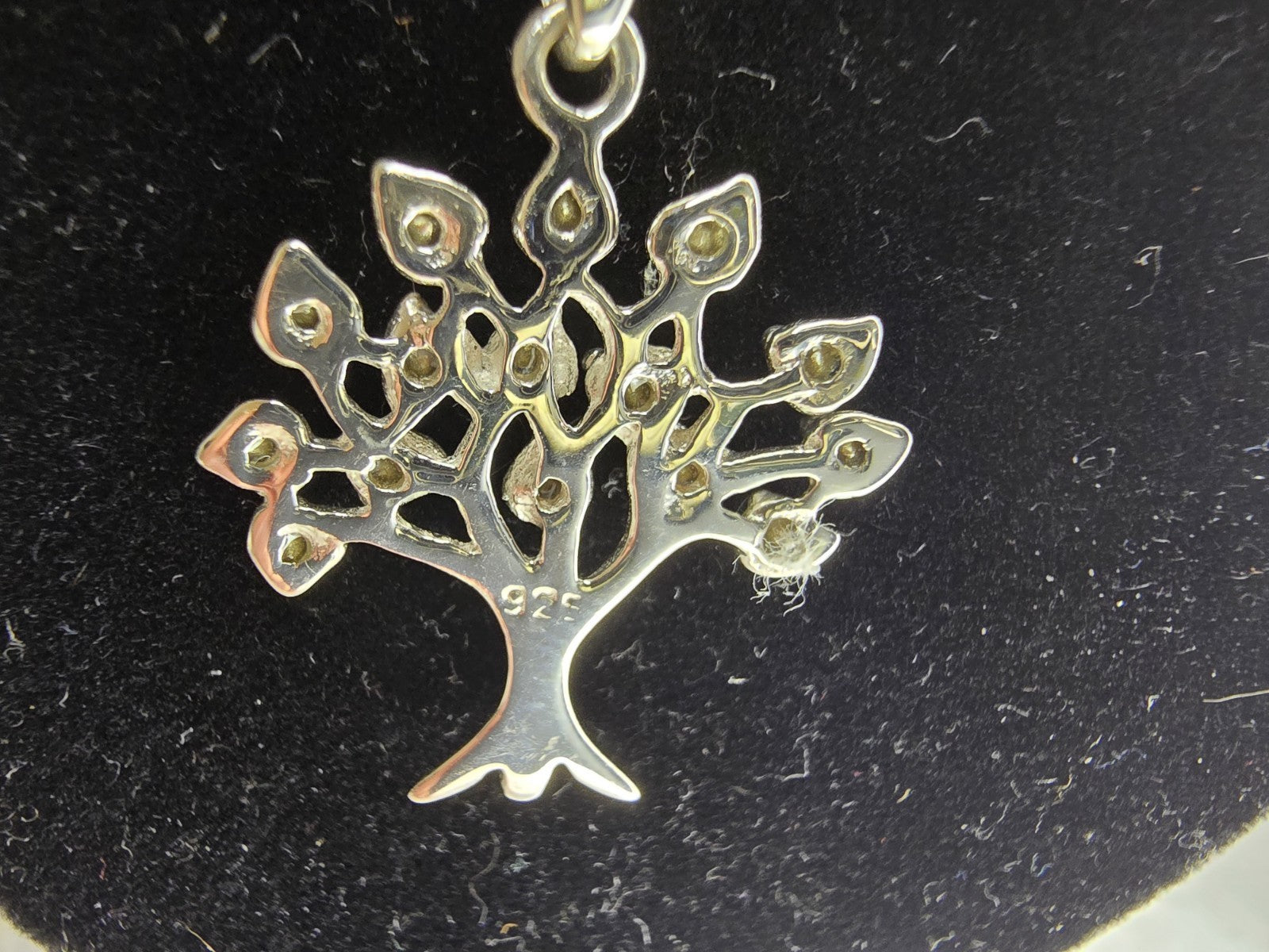 Gorgeous Sterling Silver & Aquamarine Tree of Life Necklace - 18 Inches
